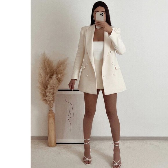 ZARA DOUBLE BREASTED LONG BLAZER COAT JACKET & TROUSERS - Picture 6 of 14